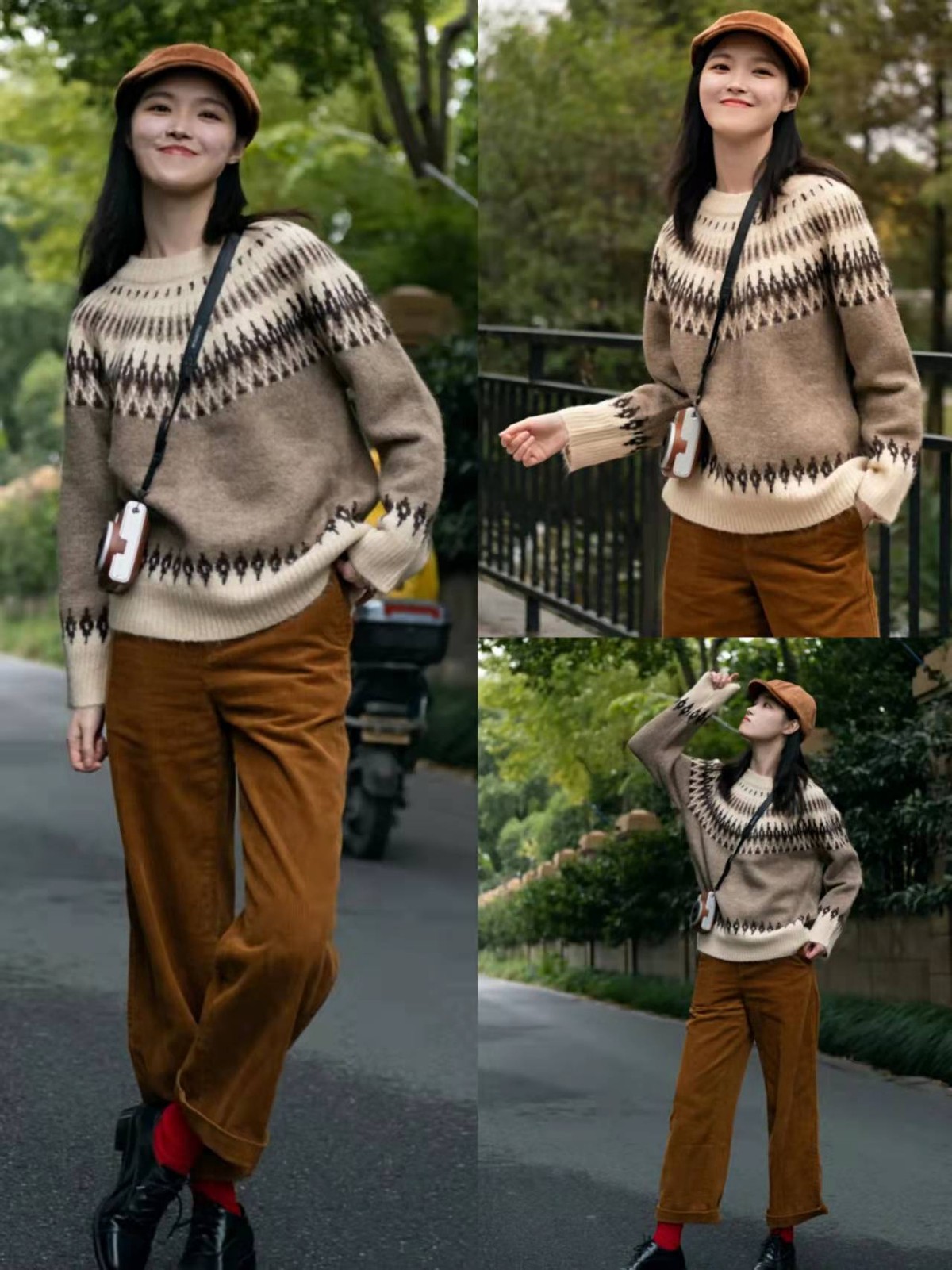 黑色灯芯绒直筒裤冬季搭配,秋冬灯芯绒裤子穿搭