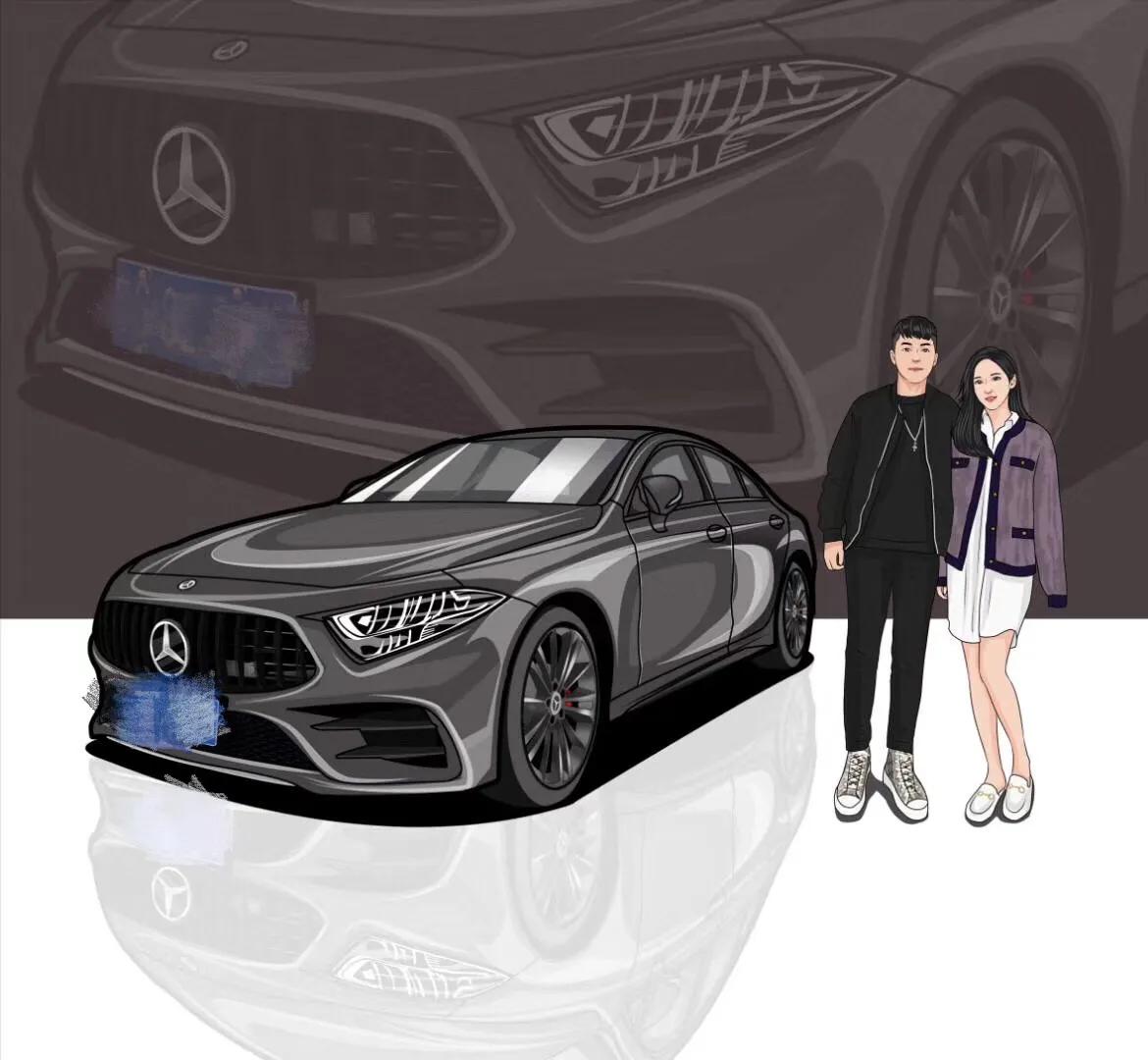 手绘汽车头像带车牌号,大众手绘汽车头像