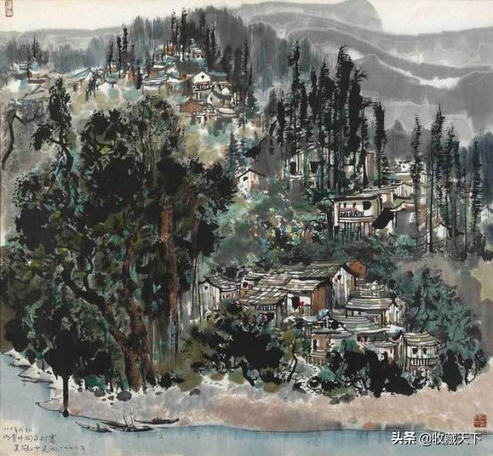 吴冠中油画和水墨结合作品图片,吴冠中油画与国画相结合