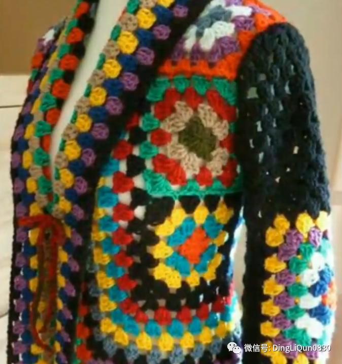 针织开衫作品,带帽针织衫开衫外套彩线