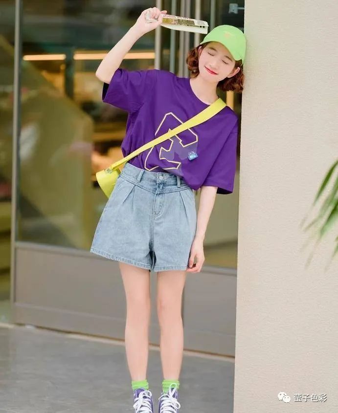 多巴胺男士短袖,春季流行多巴胺穿搭