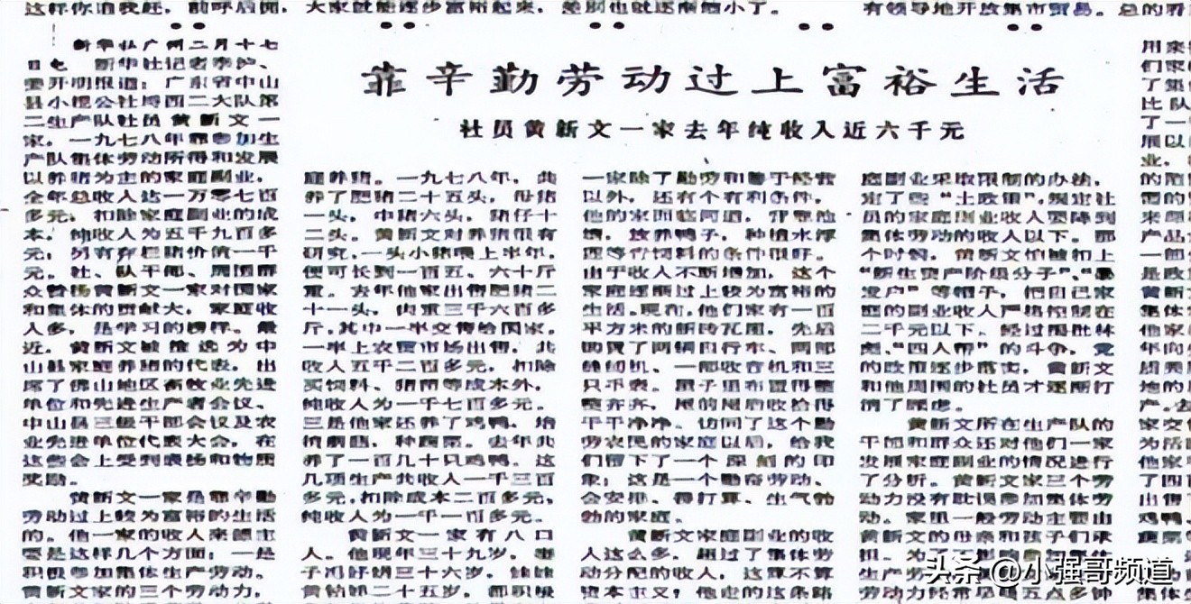 黄元申的成名经历,中国第一万元户黄新文