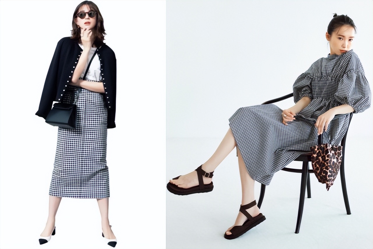 夏天穿格纹太气质了时髦又好看,格纹流行元素