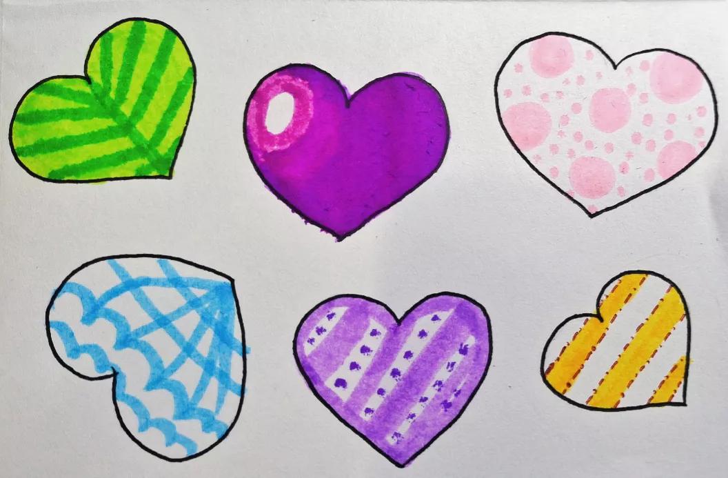 用素描纸做少女心手工画,画个又好看又美丽的爱心