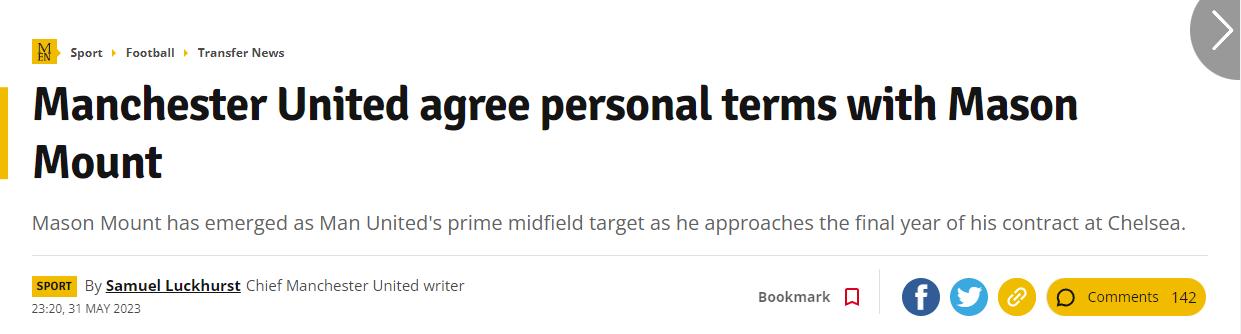 曼联官宣芒特号码,梅森芒特转会曼联花絮