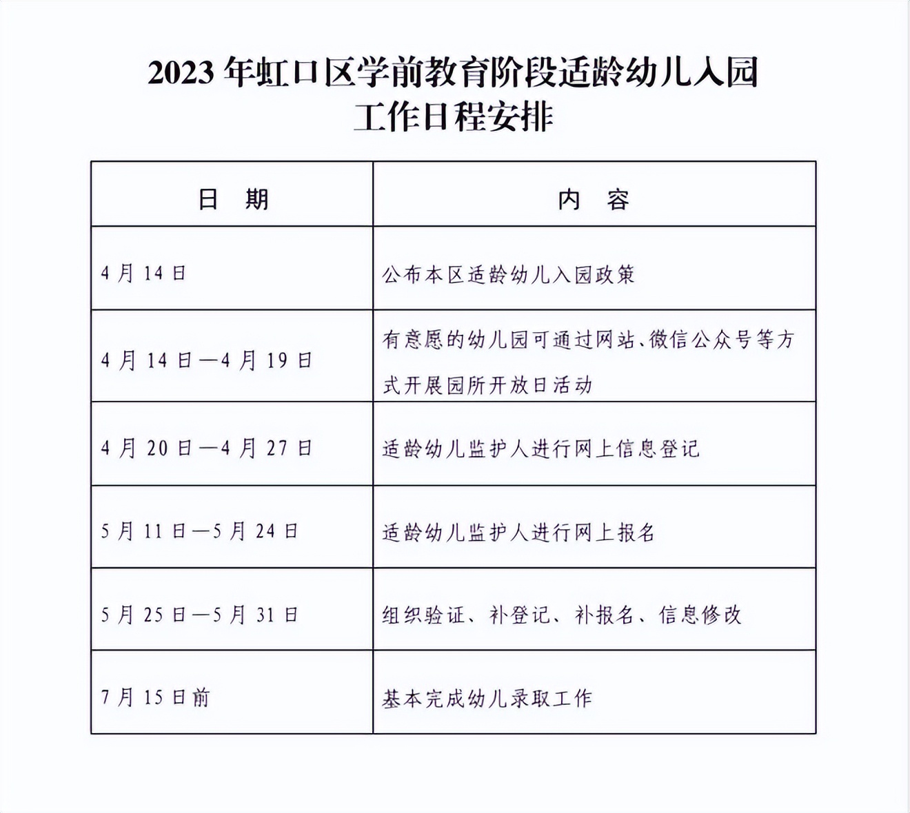 虹口区入园政策,2019上海虹口区学前教育