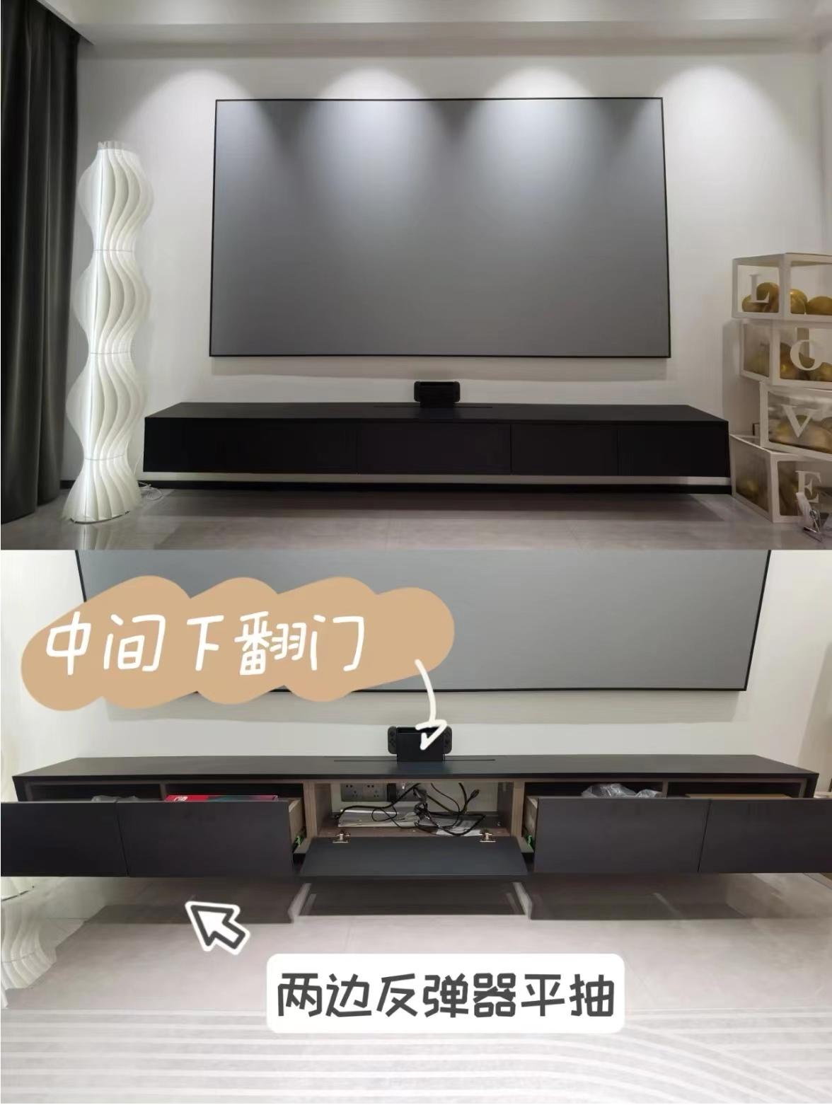 穿插式极简悬空电视柜,2.7米墙电视柜做落地还是悬空好看