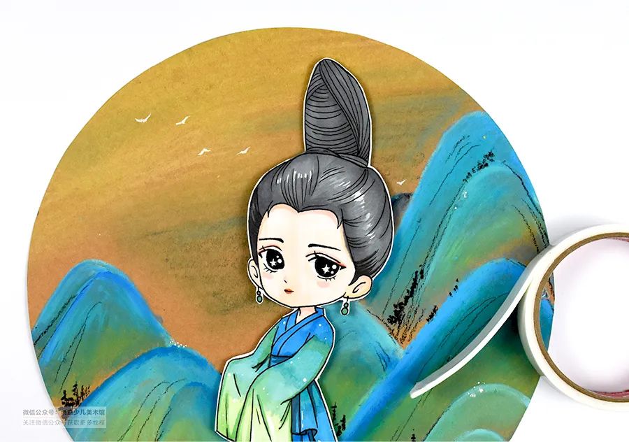 儿童画教程｜春季卡通动漫课程《千里画卷，只此青绿》