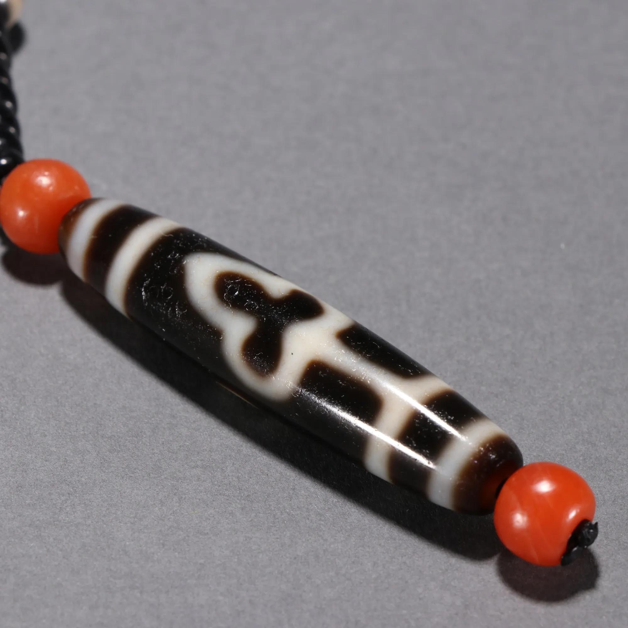 藏传虎牙玛瑙天珠款式,藏式天然玛瑙三眼算盘天珠