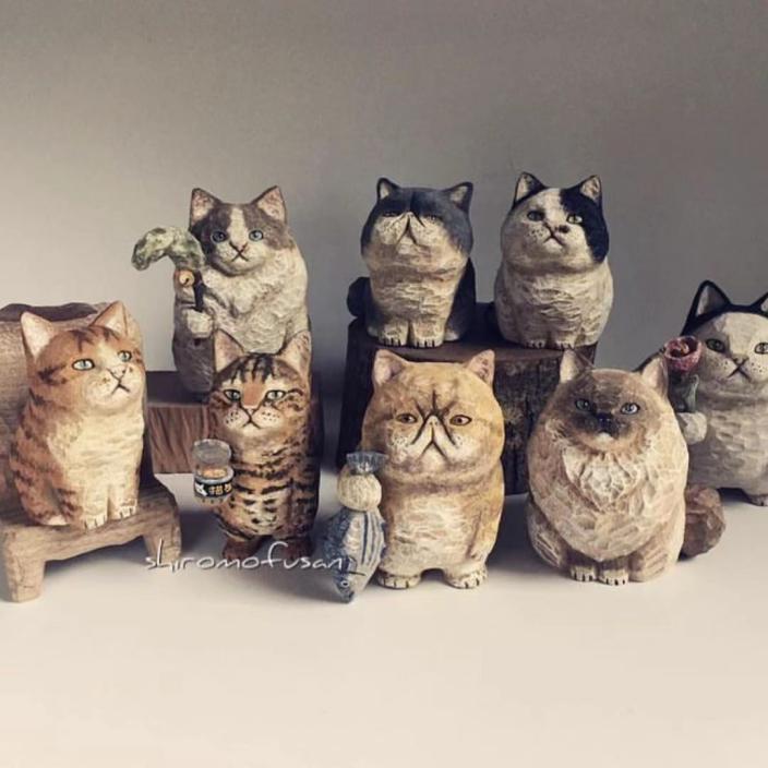 日本艺术家木雕猫,日本木雕猫艺术家