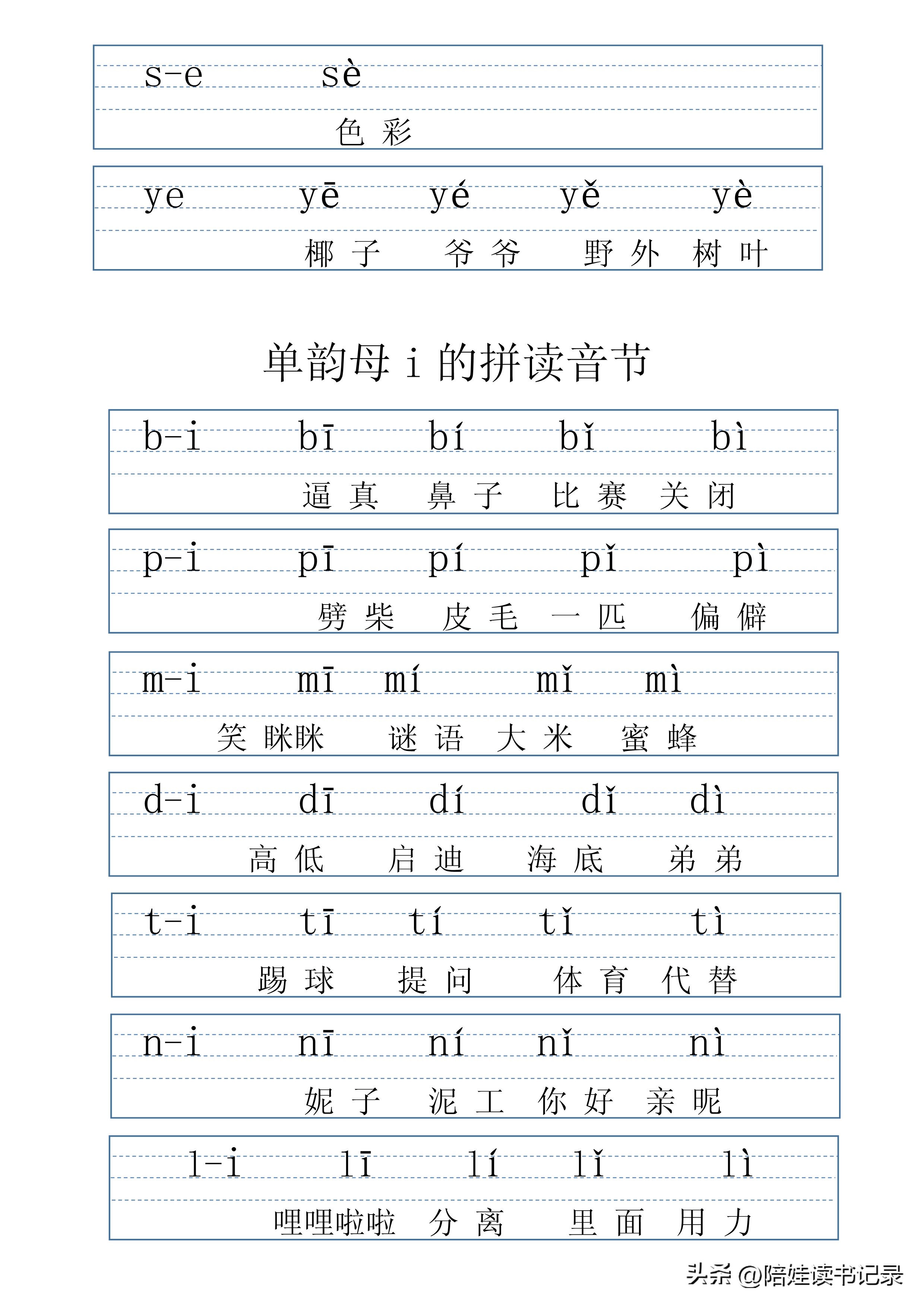 拼音字母表可打印标准版,最全拼音拼读表打印版