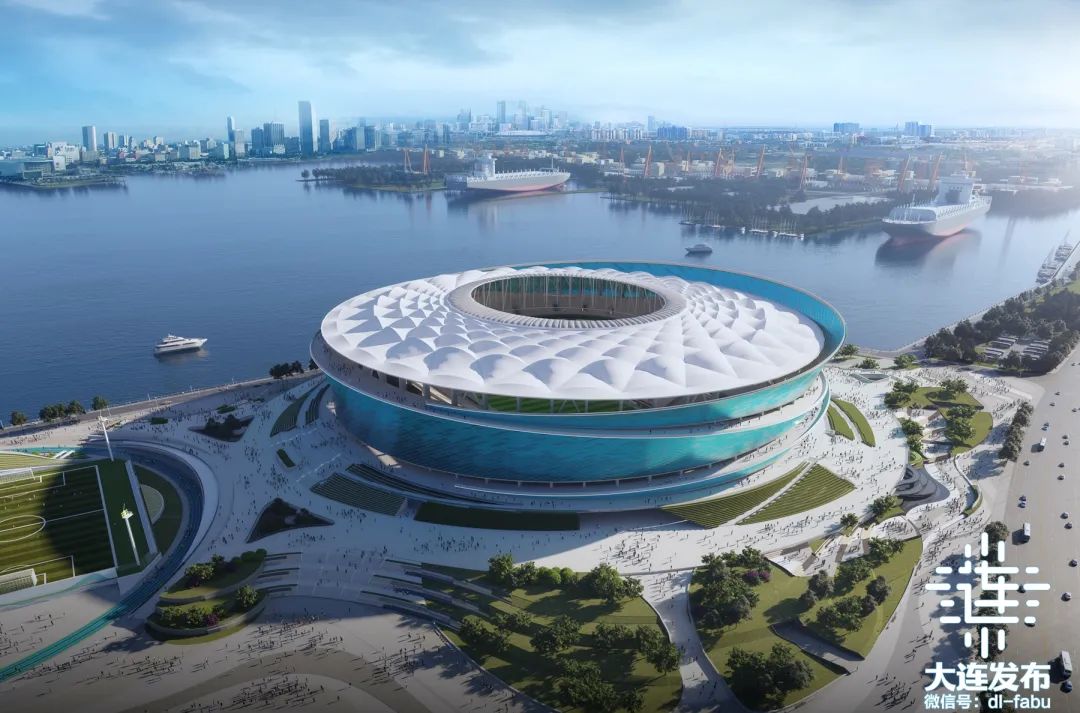 大连梭鱼湾足球场屋顶,大连梭鱼湾足球场炫酷灯光