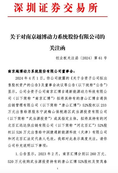 公司舆情｜*ST越博收关注函：全资子公司拟出售唐山汇博和河北百汇股权，相关交易是否具备商业实质？